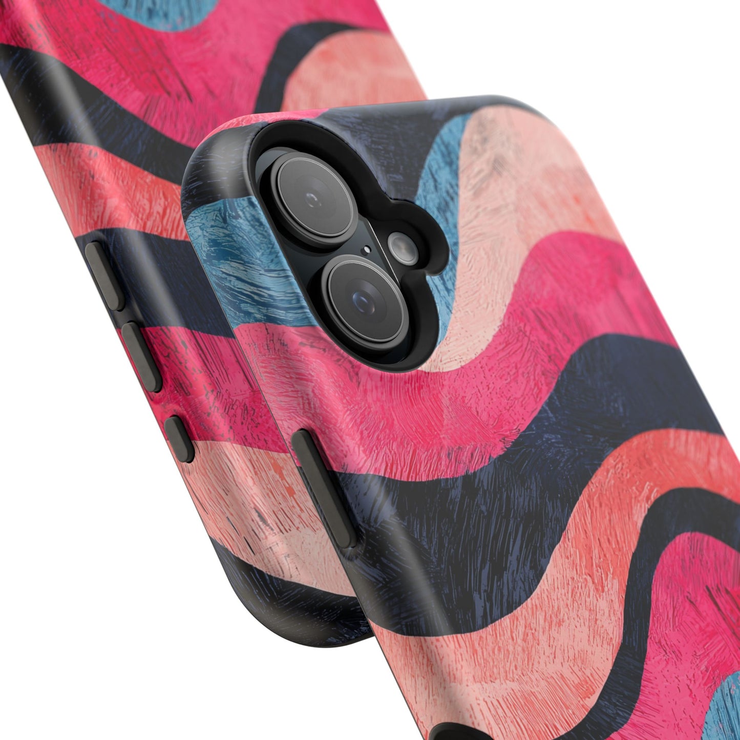 Abstract Wave Pattern MagSafe iPhone Case – Shockproof, Matte Finish, Dual-Layer Protection