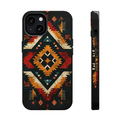 Southwestern Tribal Diamond Tough MagSafe iPhone Case – Bold Geometric Pattern, Dual-Layer Protection