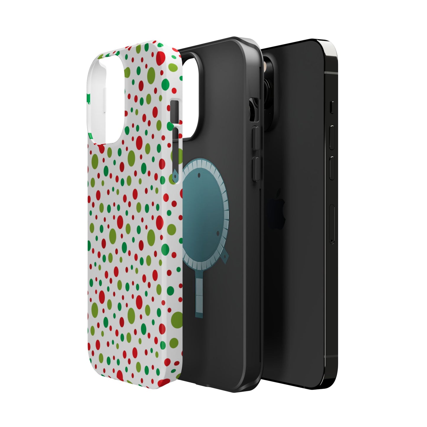 Red & Green Christmas Polka Dots – MagSafe iPhone Case