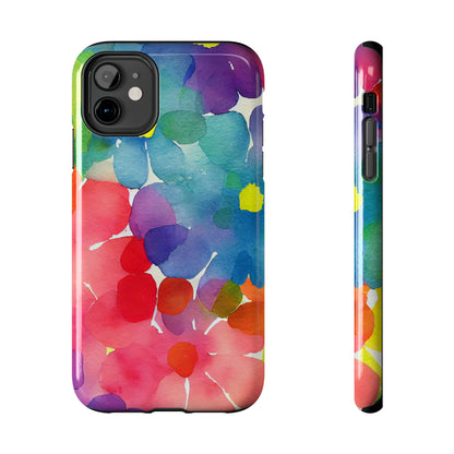 Rainbow Bloom Watercolor iPhone Case – Slim Design, Glossy Finish