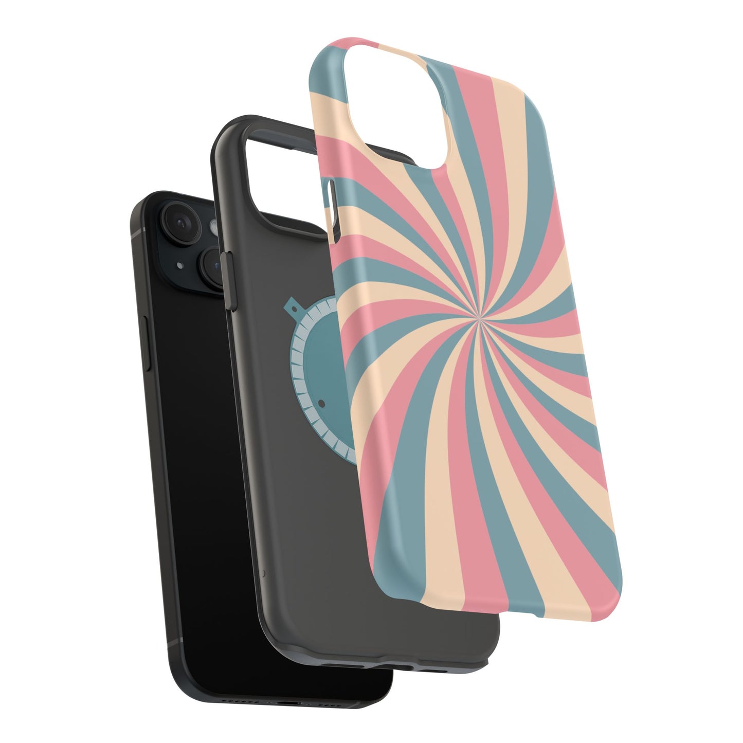 Vintage Pastel Swirl MagSafe iPhone Case – Dual-Layer Protection with 70s-Inspired Design