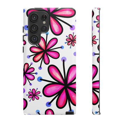 Pink Retro Bloom Samsung Galaxy Case – Ultra-Slim Design, Glossy Finish