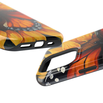 Monarch Butterfly & Sunflower Art – MagSafe iPhone Case