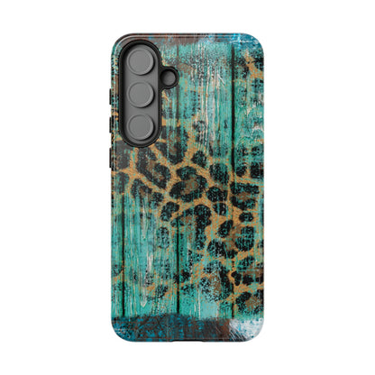 Turquoise Rustic Leopard Wood - Samsung Galaxy Series Case