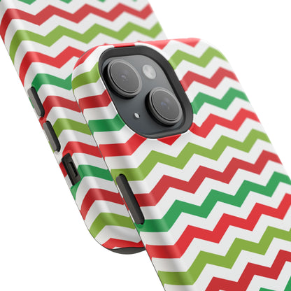 Vibrant Fiesta Chevron – Yellow Green, Green & Red Geometric MagSafe Case