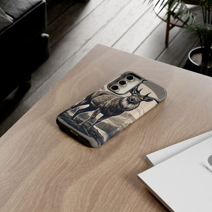 Monochrome Majesty – Regal Stag Samsung Galaxy Phone Case