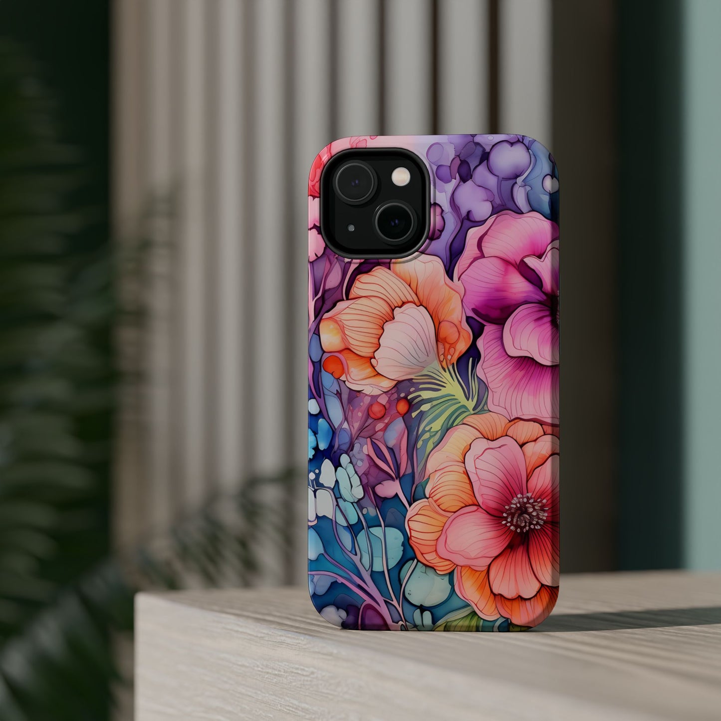 Bright Watercolor Floral Splash MagSafe iPhone Series Case – Bold Artistic Design