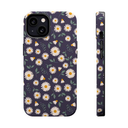 Midnight Daisy MagSafe iPhone Case – Dark Navy Floral Design, Slim and Protective