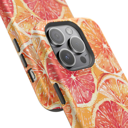 Watercolor Citrus Splash Tough MagSafe iPhone Case – Vibrant Fruit Print, Shock-Resistant Design