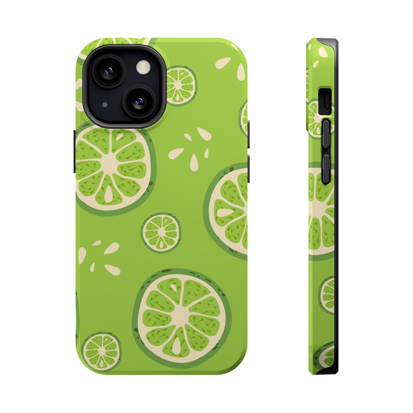 Zesty Lime Splash Tough MagSafe iPhone Case – Fresh Citrus Design, Dual-Layer Protection