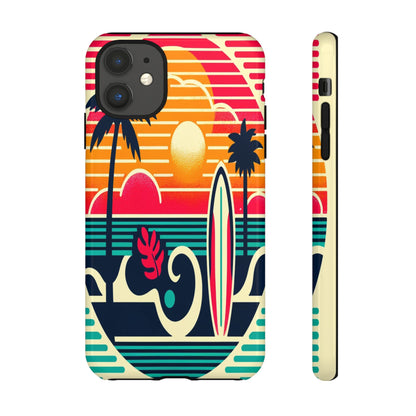 Retro Beach Vibes iPhone Case - Sunset Surfing Protective Cover