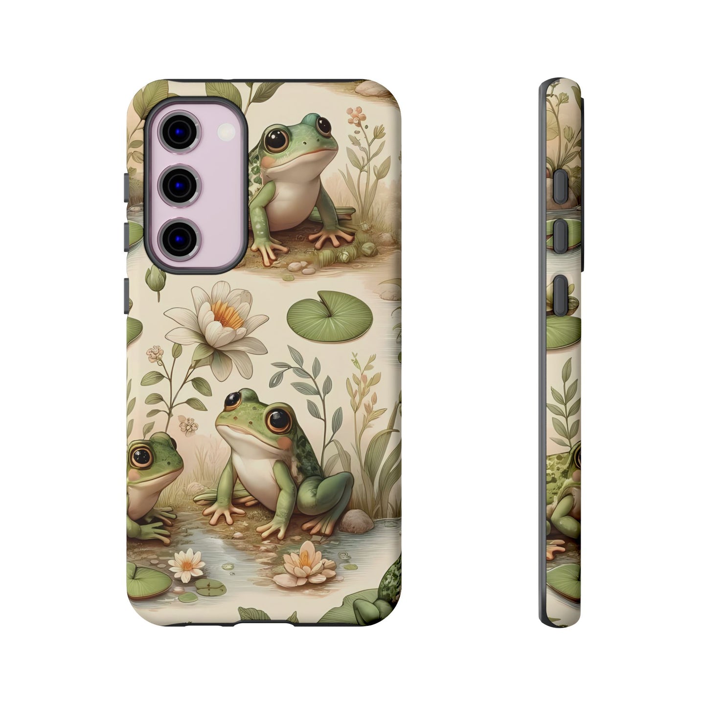 Cute Frogs Phone Case - Pond Pals Frolic - Charming Frog Lily Pad Phone Case for iPhone, Google & Samsung! Great Gift For Any Frog Lover!