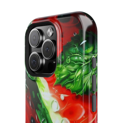 Juicy Watermelon & Mint MasSafe iPhone Case – Tough Dual-Layer, Vibrant Summer Design