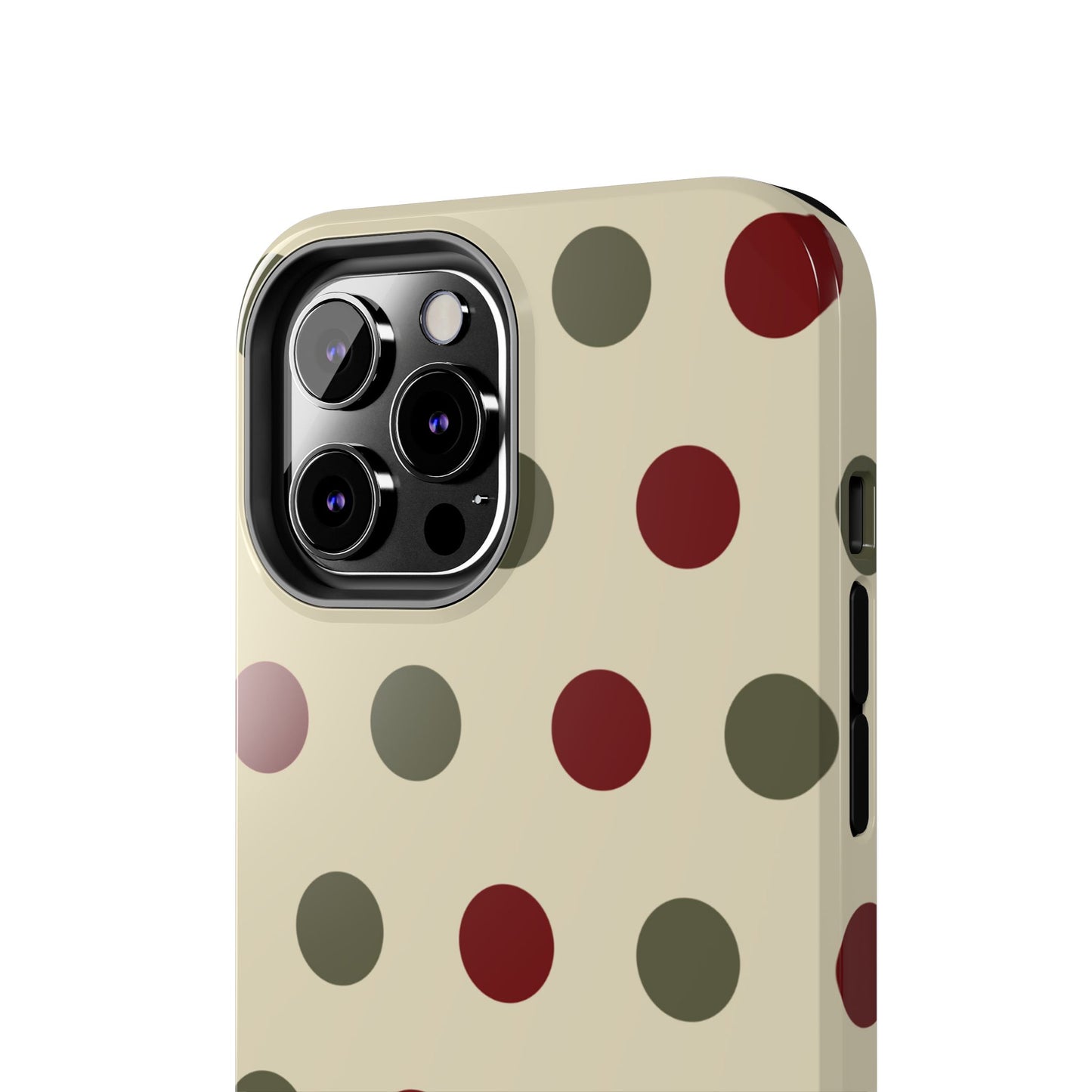 Red & Green Polka Dots on Cream – iPhone Case