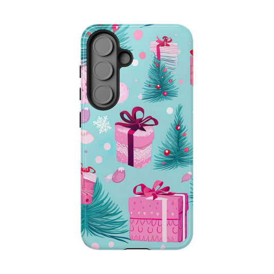 Festive Pink Christmas Gifts and Evergreen Samsung Galaxy Case – Holiday Theme, Protective Cover