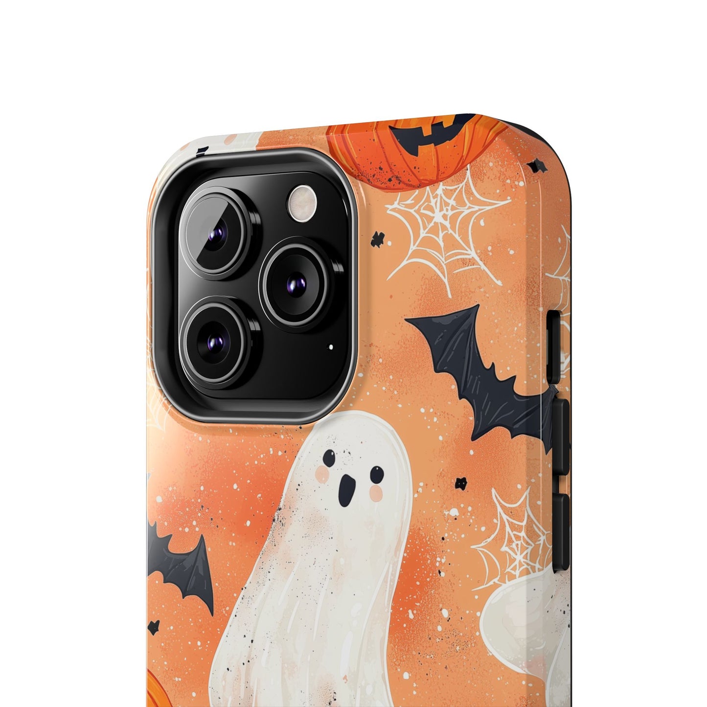 Spooky Cute Ghost iPhone Case – Halloween Ghosts, Pumpkins, Bats & Cobwebs Design