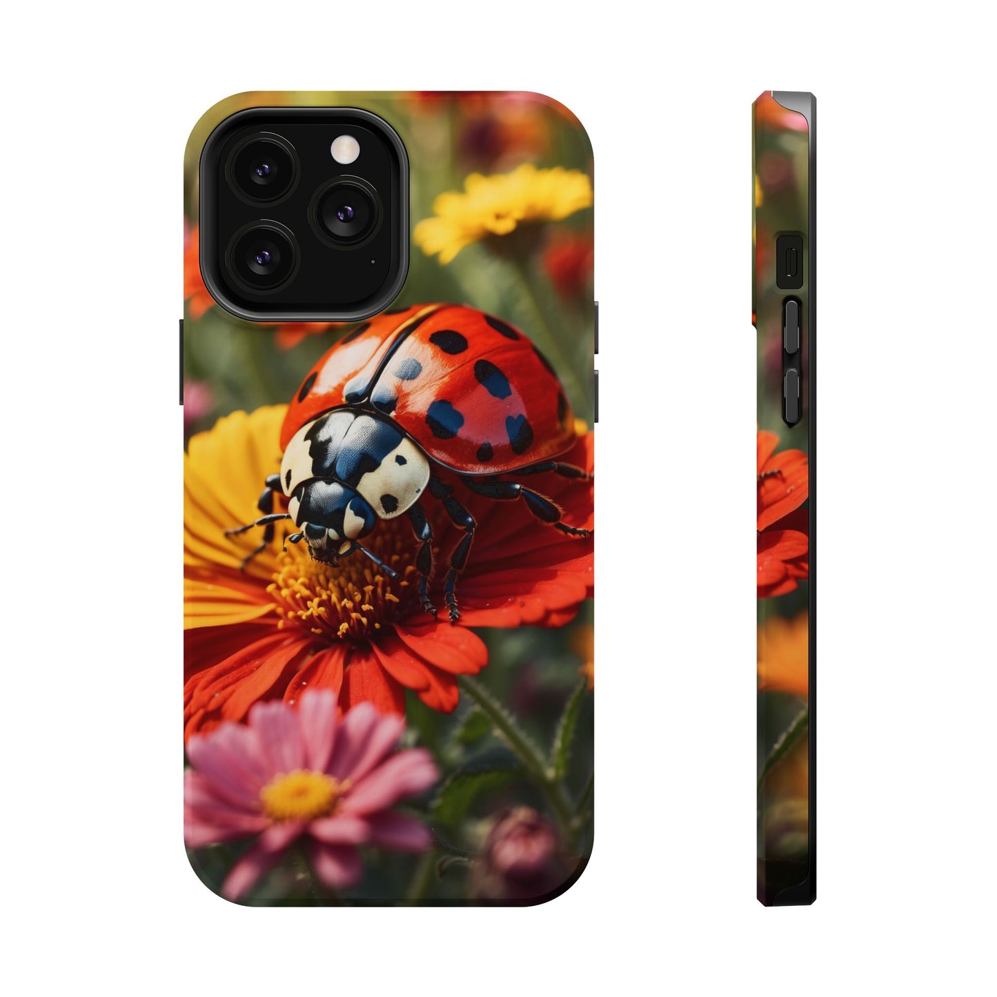 Ladybug on Orange Daisy - MagSafe iPhone Case