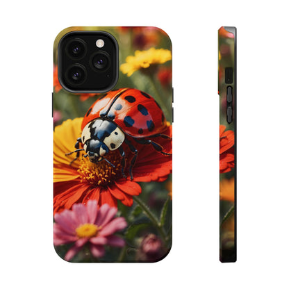 Ladybug on Orange Daisy - MagSafe iPhone Case