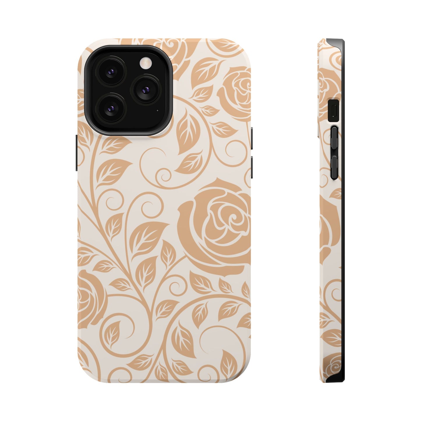 Vintage Rose Vine Tough MagSafe iPhone Case – Elegant Floral Pattern with Dual-Layer Protection