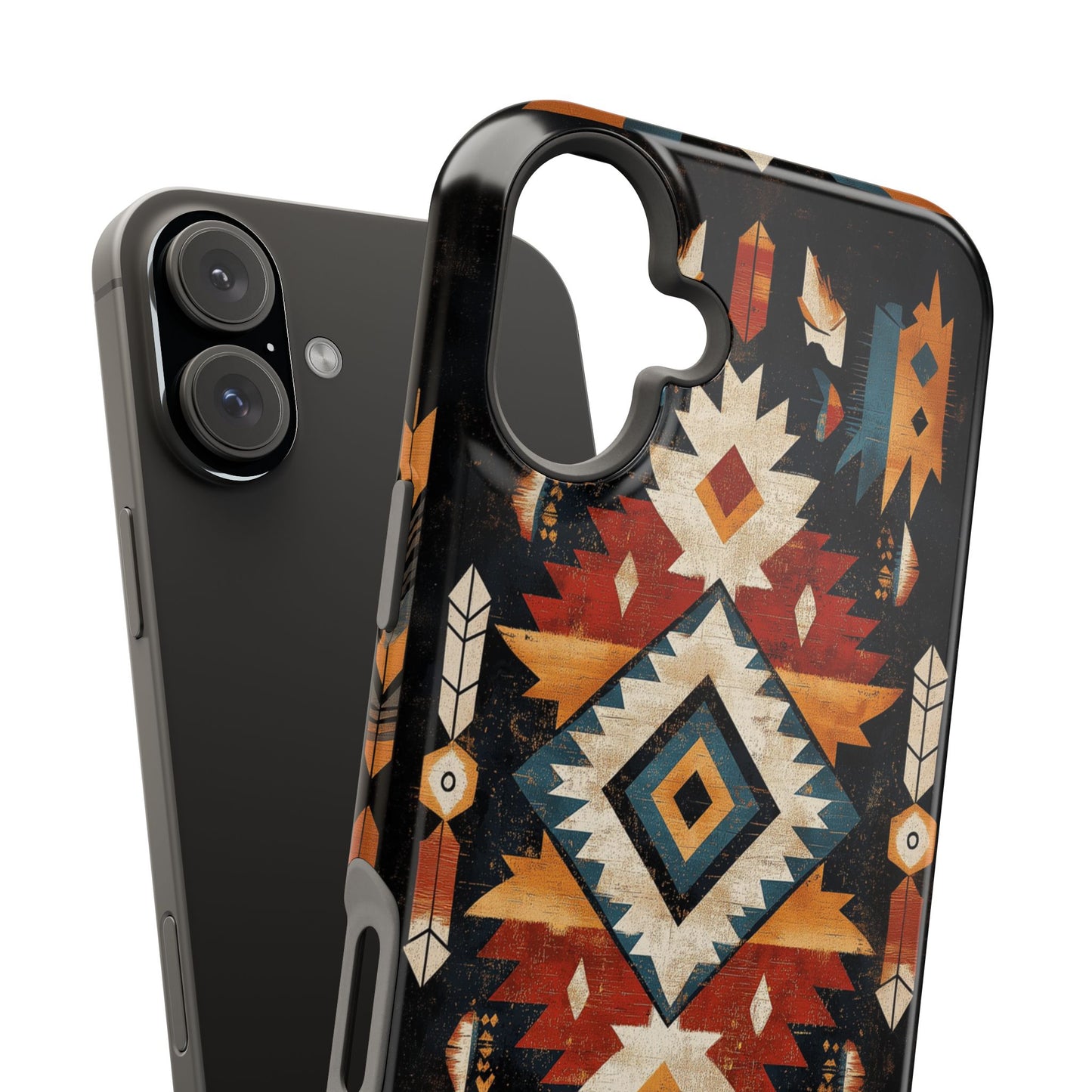 Southwestern Arrow & Diamond Tough MagSafe iPhone Case – Bold Tribal Design, Dual-Layer Protection