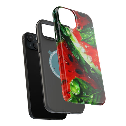 Juicy Watermelon & Mint MasSafe iPhone Case – Tough Dual-Layer, Vibrant Summer Design