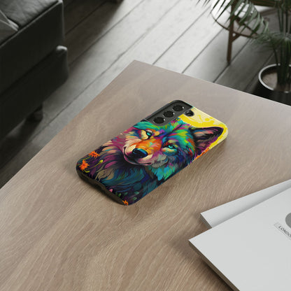 Rainbow Wolf in Bloom – Samsung Galaxy Case with Vivid Nature Design