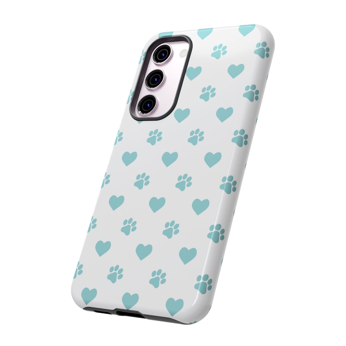 Mint Green Paw Print & Heart Samsung Galaxy Case – Cute Pet Lover’s Design