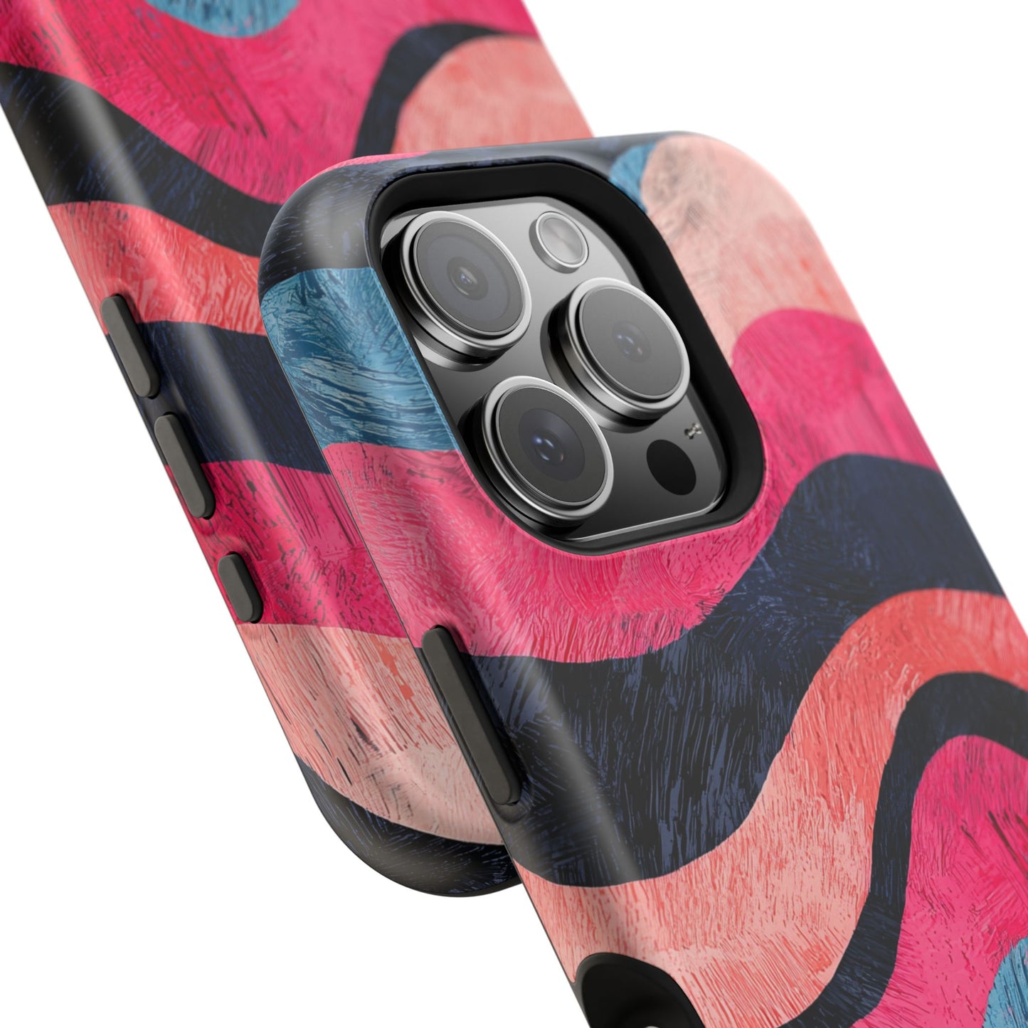 Abstract Wave Pattern MagSafe iPhone Case – Shockproof, Matte Finish, Dual-Layer Protection