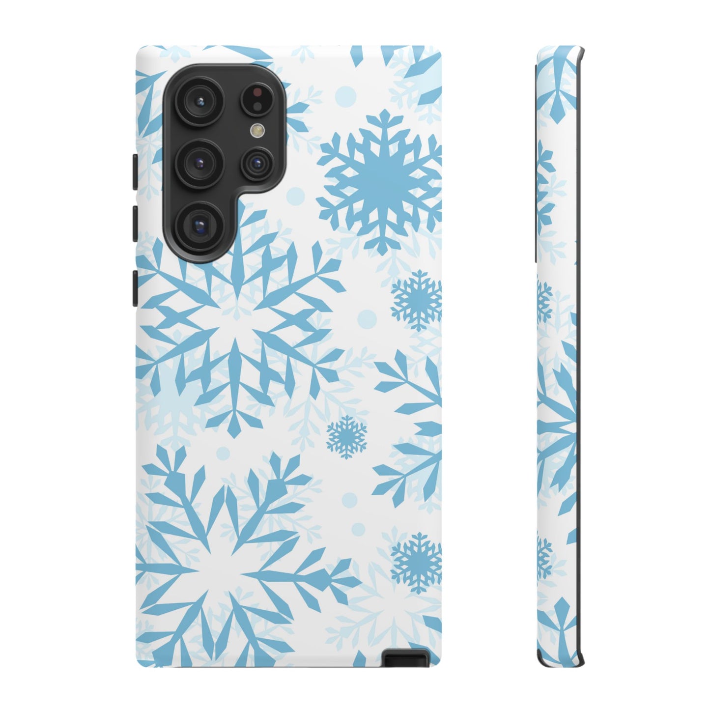 Frosty Blue Snowflakes Samsung Galaxy Case – Shockproof, Smooth Matte Finish, Dual-Layer Design