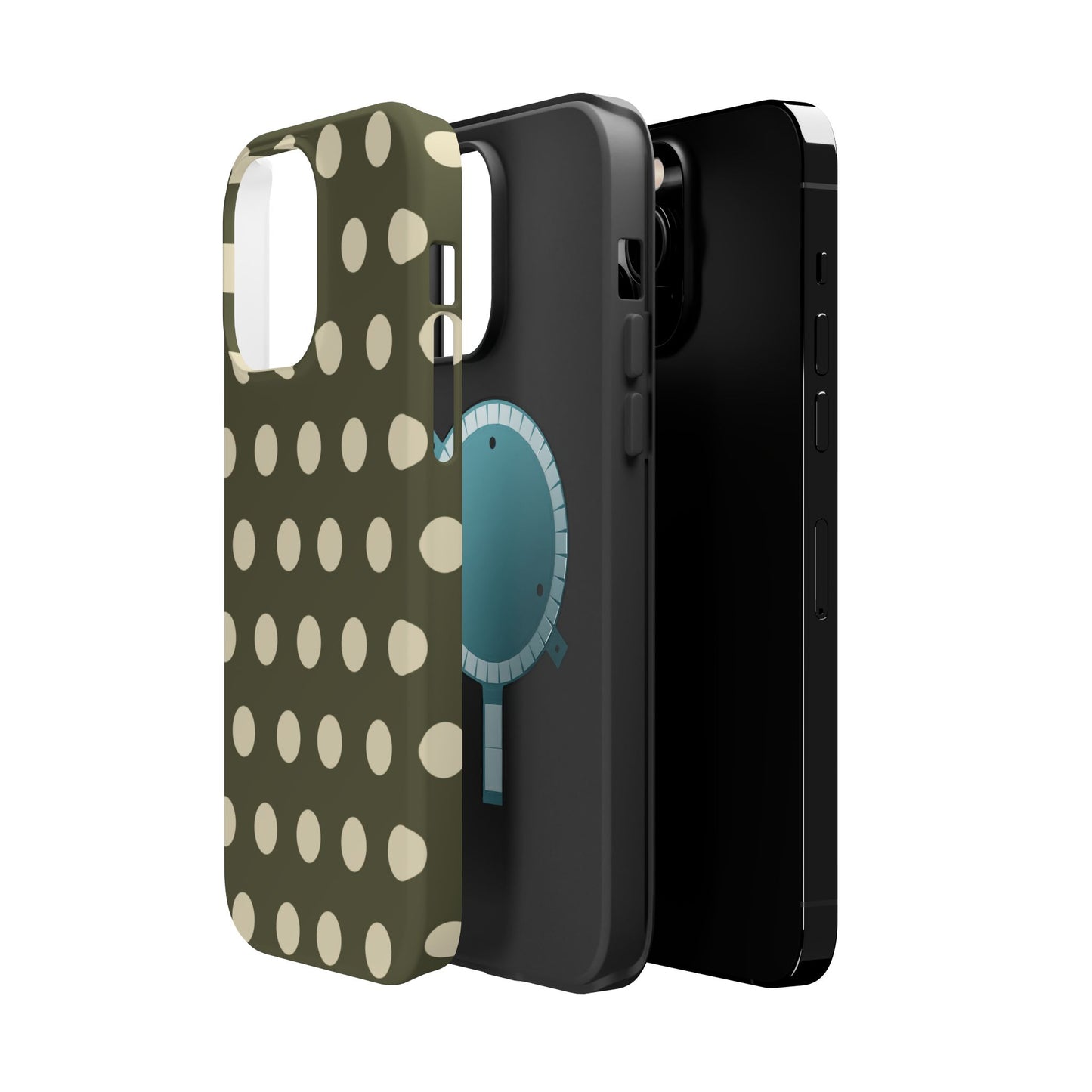 Vintage Green & Cream Polka Dots – MagSafe iPhone Case