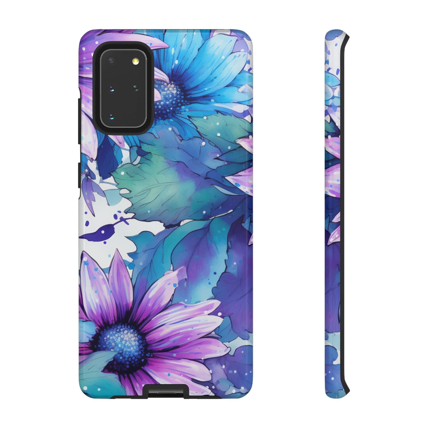 Purple & Teal Watercolor Floral Samsung Galaxy Case - Artistic Flower Design