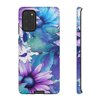 Purple & Teal Watercolor Floral Samsung Galaxy Case - Artistic Flower Design