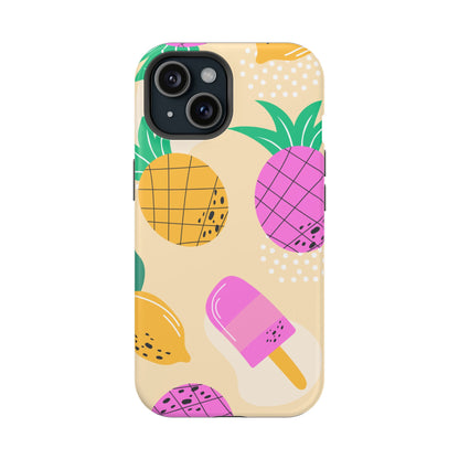 Tropical Pop MagSafe iPhone Case – Fun Pineapple & Lemon Design with Vibrant Summery Colors