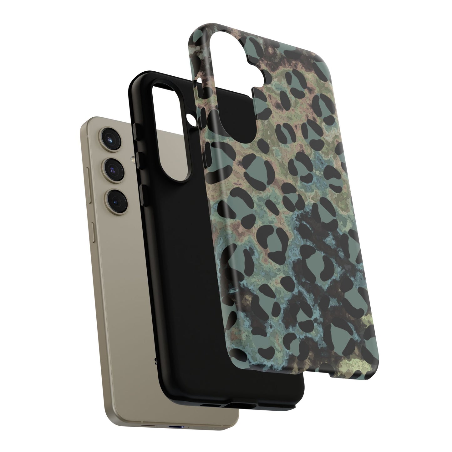 Moody Watercolor Leopard Print Tough Samsung Galaxy Case – Earthy Abstract Pattern with Dual-Layer Protection