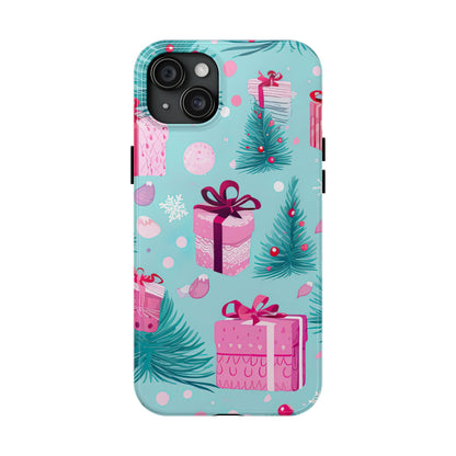 Festive Pink Christmas Gifts and Evergreen iPhone Case – Holiday Theme, Protective Cover