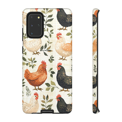 Samsung Galaxy Case: Vintage Chicken Farmhouse Case – Rustic Leaves Design