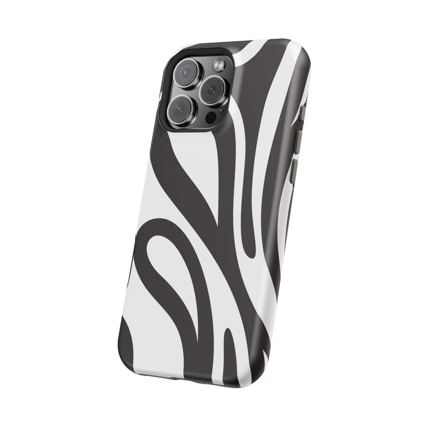 Modern Black and White Abstract Tough MagSafe iPhone Case – Bold Graphic Pattern with Dual-Layer Protection