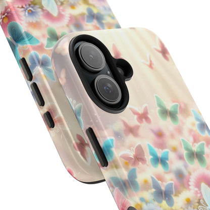 Butterfly Flower Garden - iPhone Case - Pastel Floral Protective Cover