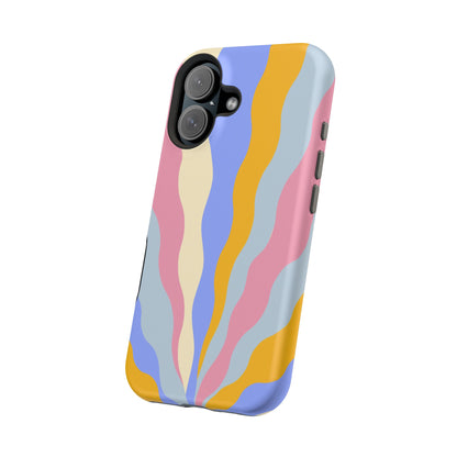 Pastel Radiance MagSafe iPhone Case – 70s-Inspired Dual-Layer Design with Wavy Sunburst Pattern