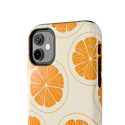 Citrus Burst Pattern Tough iPhone Case – Bold Orange Design, Shockproof Protection - BOGO Cases