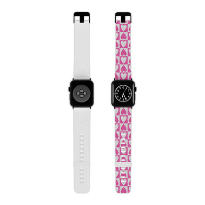 Pink Glitter Heart Checkered Pattern Apple Watch Band