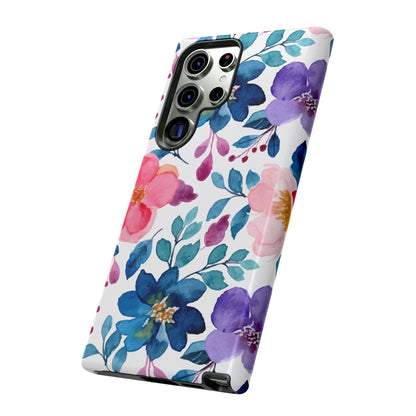 Mystic Bloom – Samsung Galaxy Case with Blue & Pink Watercolor Florals