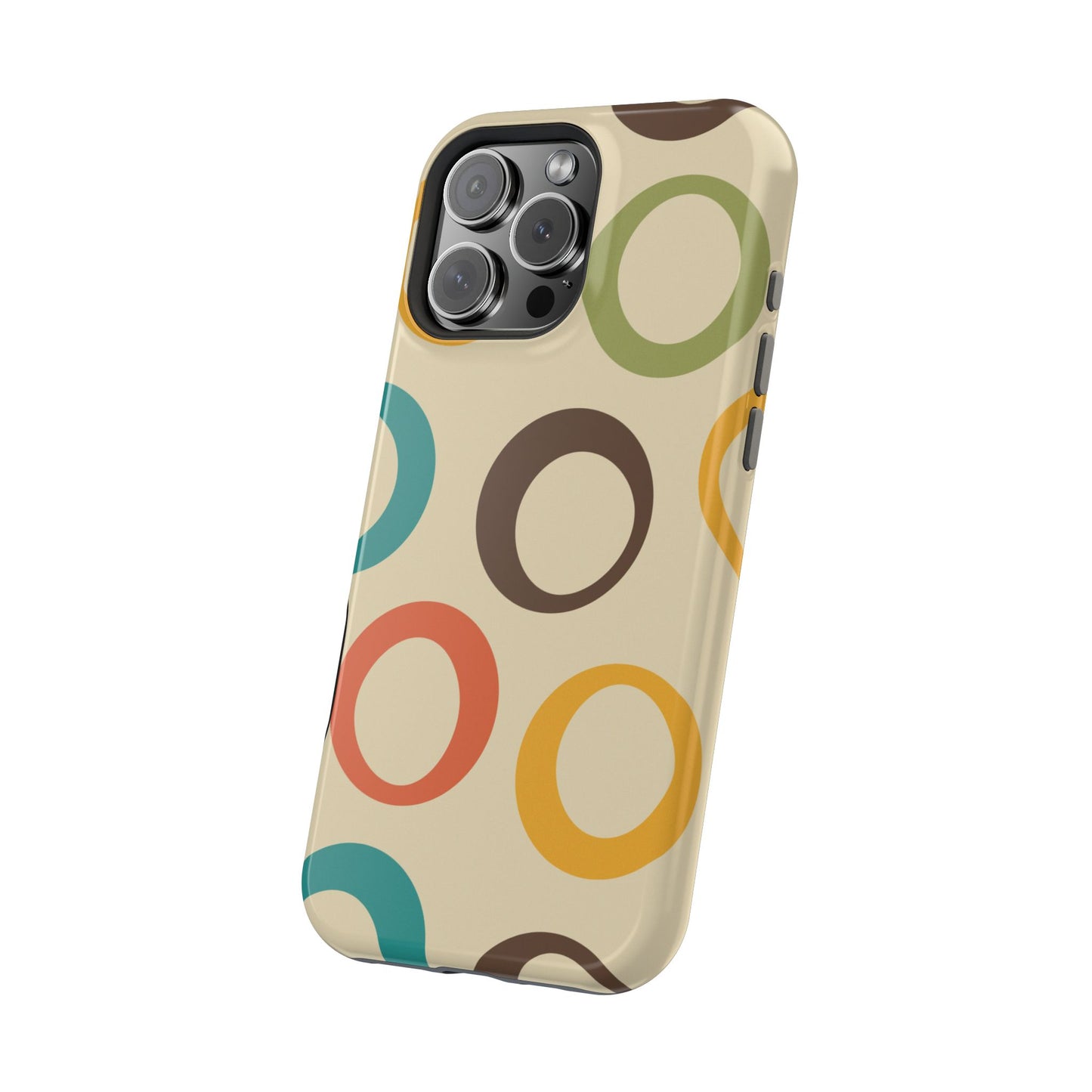 Retro Colorful Rings MagSafe iPhone Case – Shockproof, Matte Finish, Dual-Layer Protection