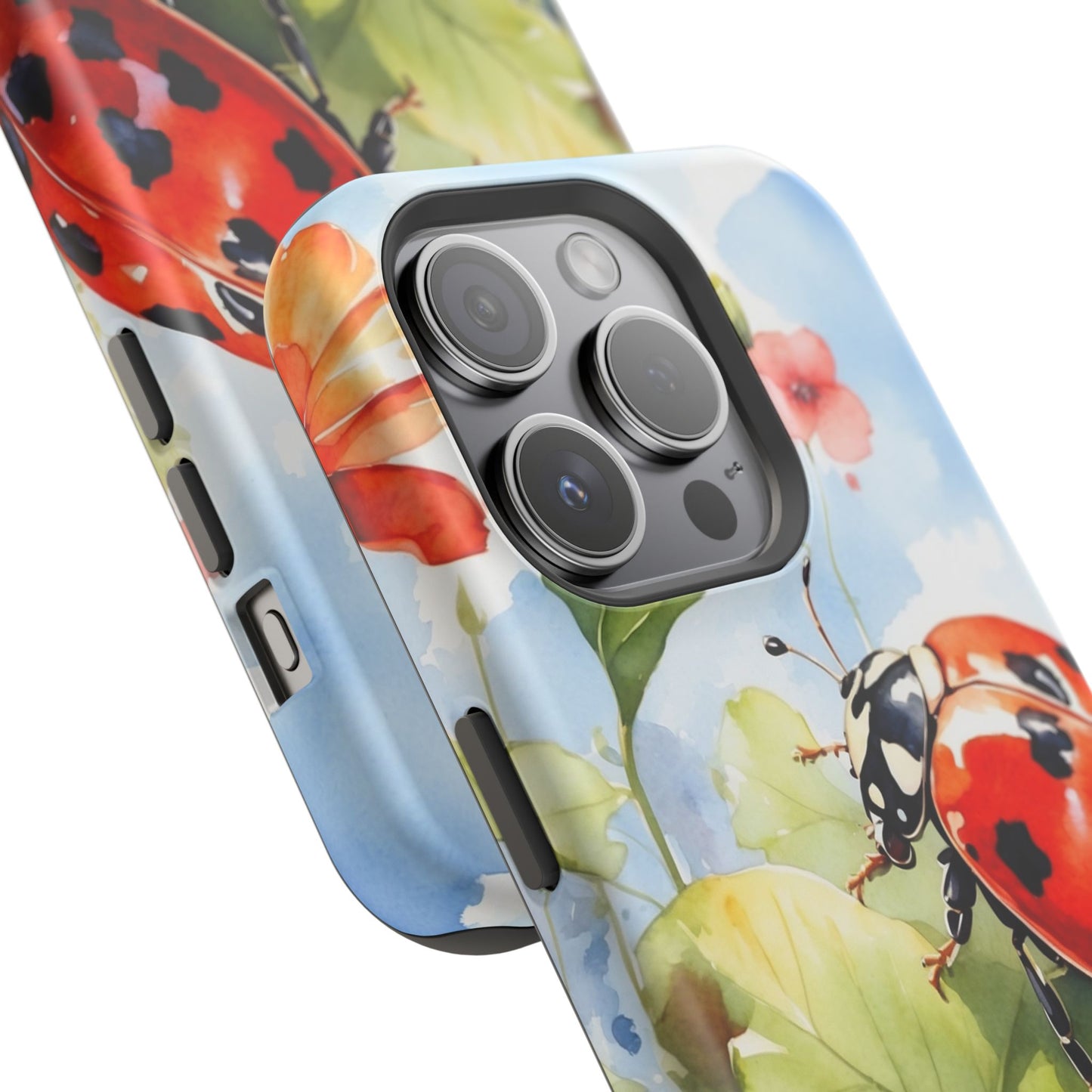 Watercolor Ladybug & Poppy Fields - MagSafe iPhone Case