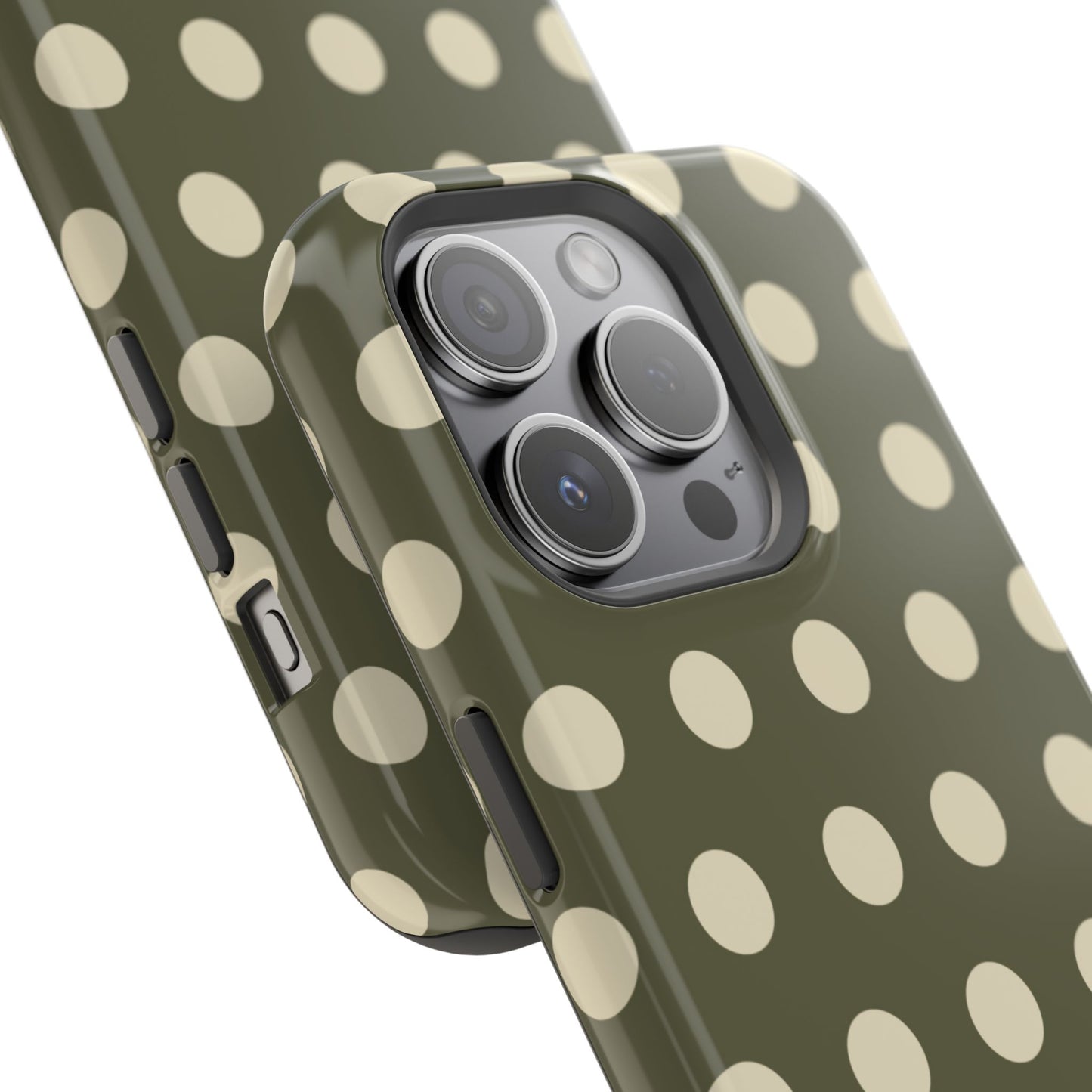 Vintage Green & Cream Polka Dots – MagSafe iPhone Case