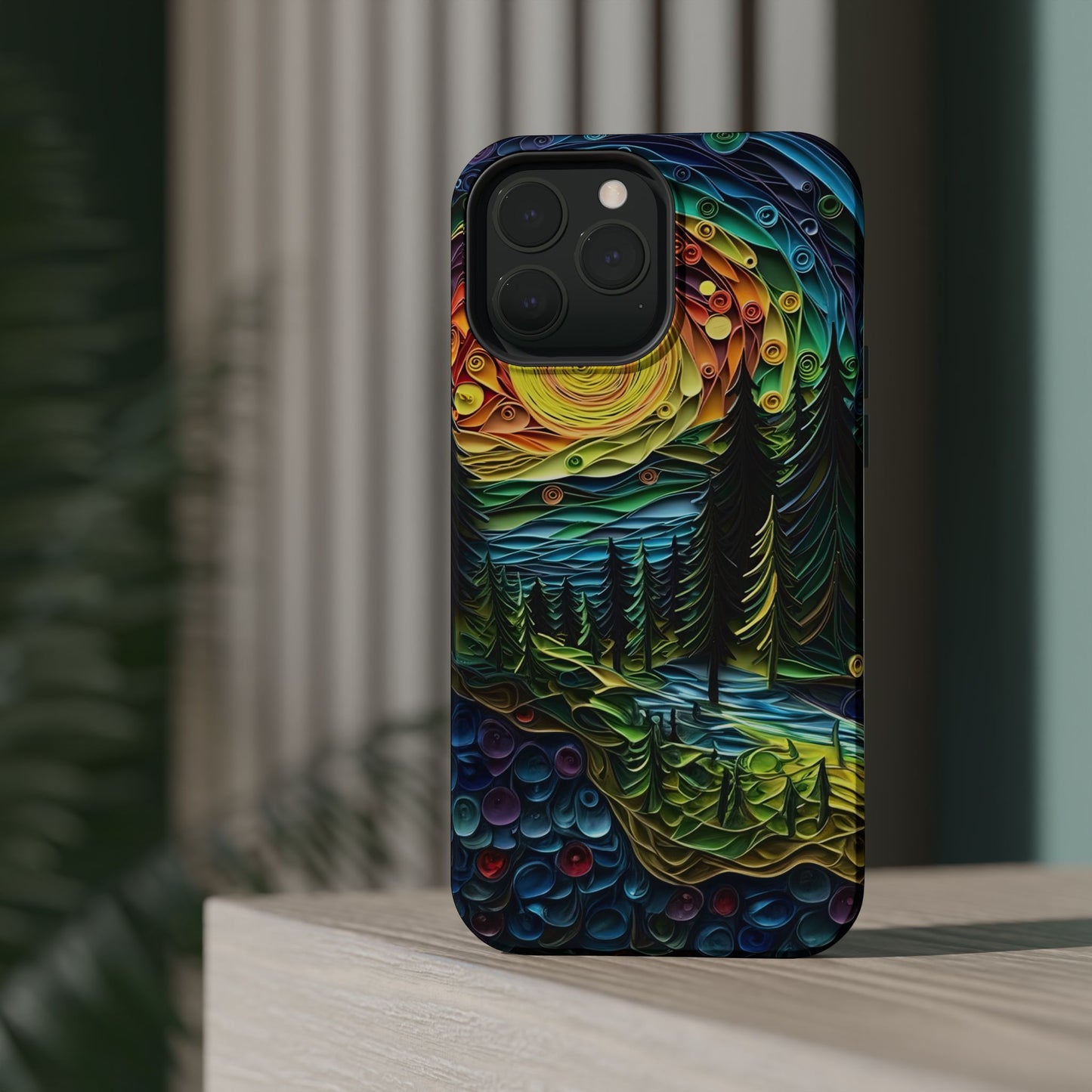 Radiant Forest Sunset MagSafe iPhone Case – Artistic Landscape Design