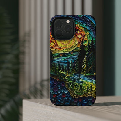 Radiant Forest Sunset MagSafe iPhone Case – Artistic Landscape Design