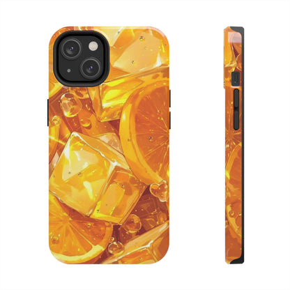 Citrus Splash iPhone Case – Bright Orange Slices & Ice, Dual-Layer Protection