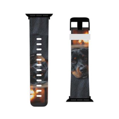  Charming Rottweiler by the Fireplace Apple Watch Band