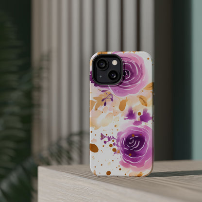 Soft Purple & Gold Floral Splash - MagSafe iPhone Series Case